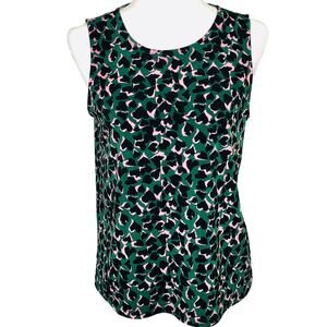 41 Hawthorn Green Black Pink Jagged Hearts Tank Top Blouse